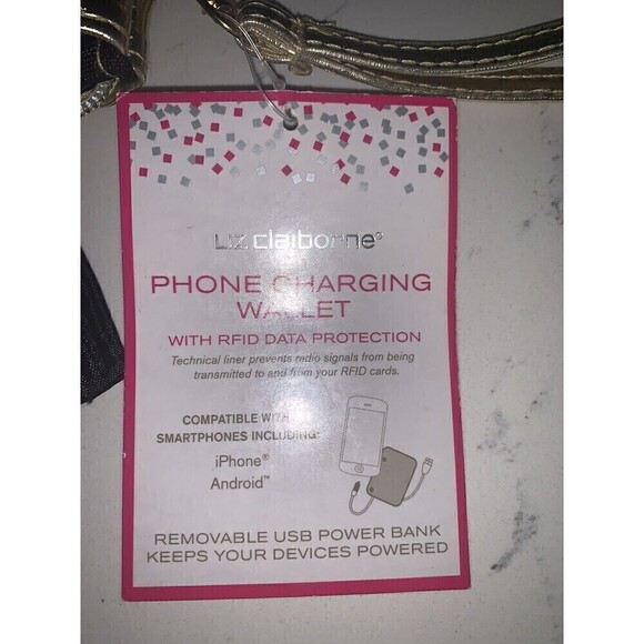 𝅺LIZ Claiborne Charging Wristlet Gold New With‎ Tags - Picture 7 of 9